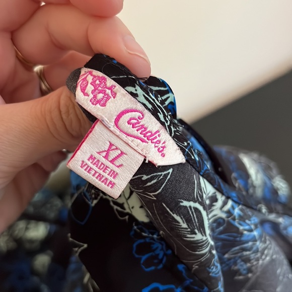 Candie’s Blue Floral Mini Dress | Lightweight Unlined Pull On Dress - Picture 9 of 14